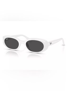 Ray-Ban White Oval Sunglasses with Dark Lenses Unisex Sunglasses RB4441D